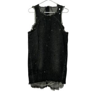 Revolve One Teaspoon Black Denim Distressed Sleeveless Dress(Size Small)